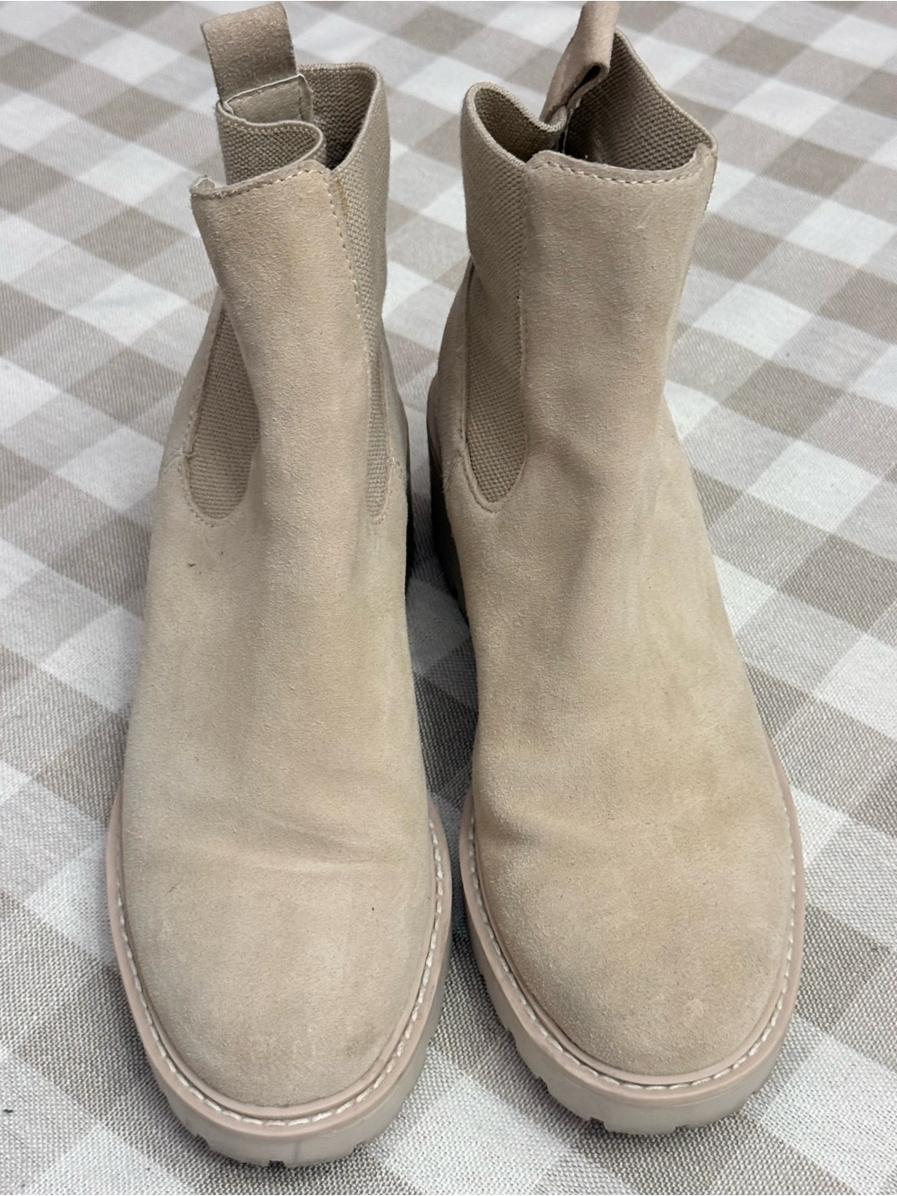Suede Chelsea Boots in Beige